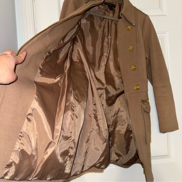 INC International Concepts button zip coat jacket beige gold slim military S - Picture 7 of 11